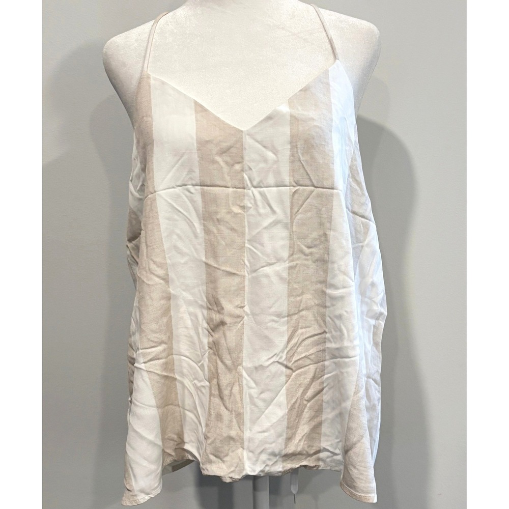 Style Rack Womens Camisole Large Striped Racerback Neutral Coastal Beach 21293